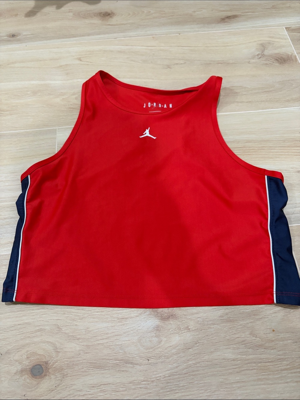Jordan Red Crop Tank with Navy Panels and White Jumpman